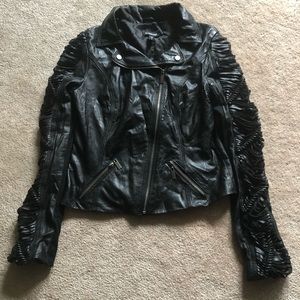 Bebe leather jacket black motorcycle genuine vintage medium